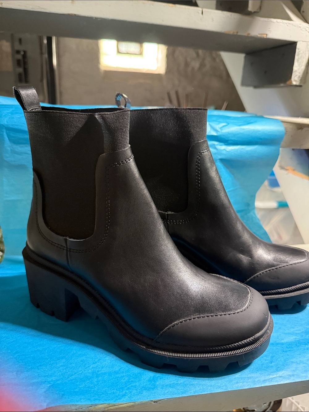 Steve Madden Black Chelsea Lug Sole Ankle Boots